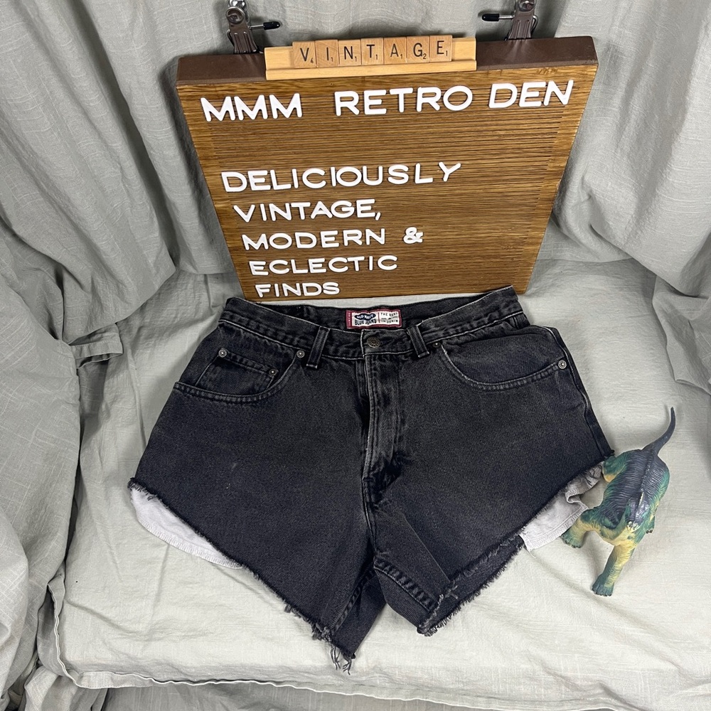 Vintage Old Navy Black Denim Jean Cut Off Shorts | 31